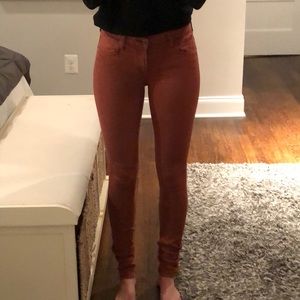 Burnt orange long skinny Helmut Lang jeans